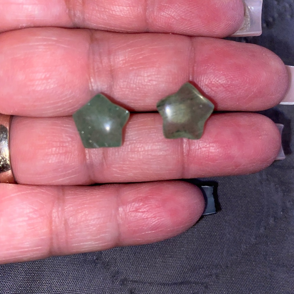 Green fluorite crystal earring stud stars